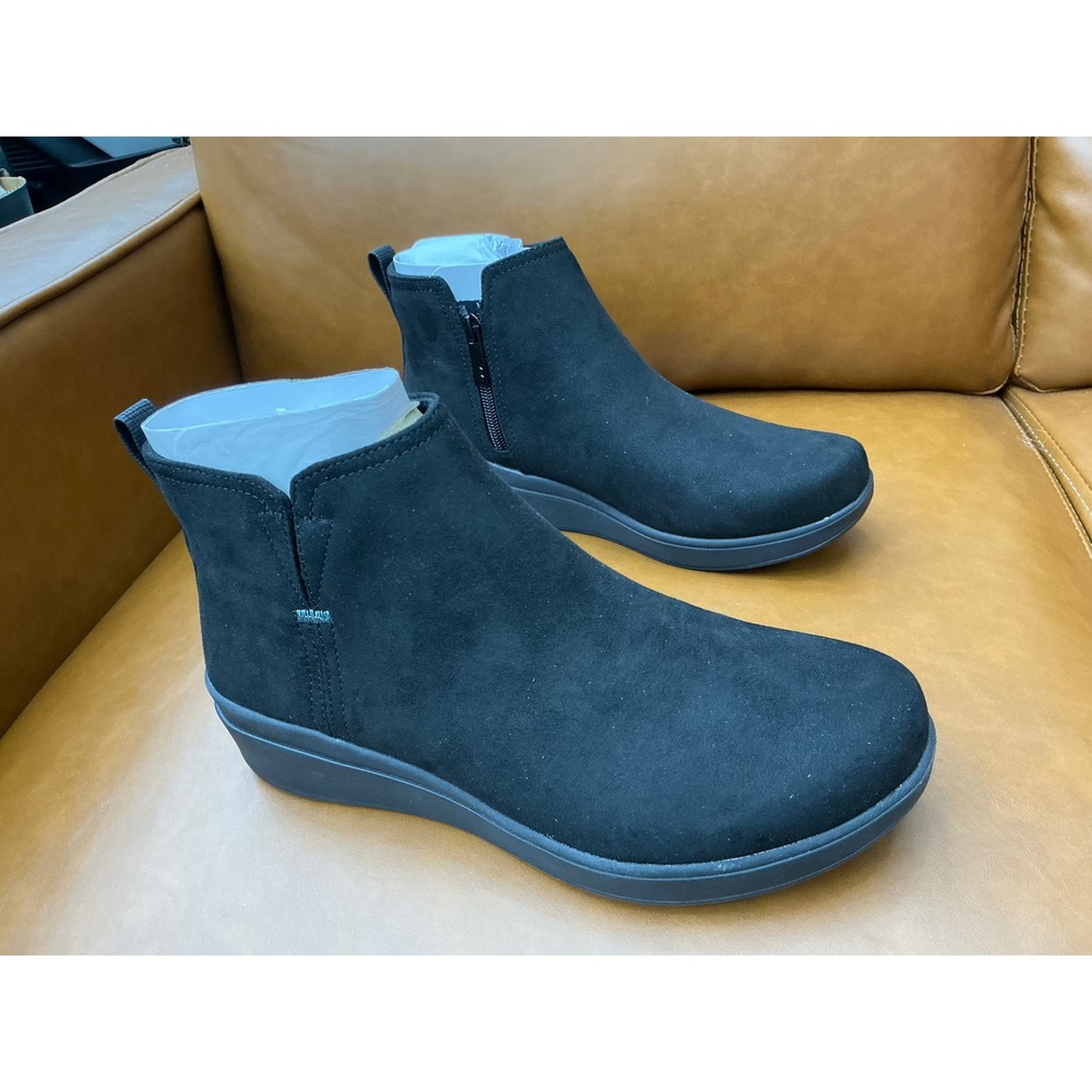 Ryka Lovely Wedge Ankle Boots Womens 8.5 Black New Water Repellent Zip Booties